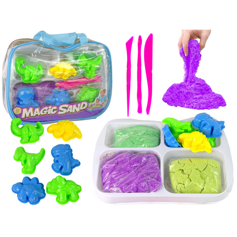 Magic Kinetic Sand 3 pasztell színben + Dinosaurs formák