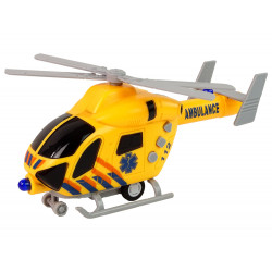 Mentőhelikopter sárga hangfényű propellerek