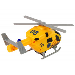 Mentőhelikopter sárga hangfényű propellerek