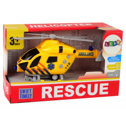 Mentőhelikopter sárga hangfényű propellerek
