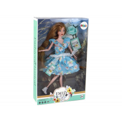 Gyermek baba Emily Spring hosszú hajú kék virágos ruha