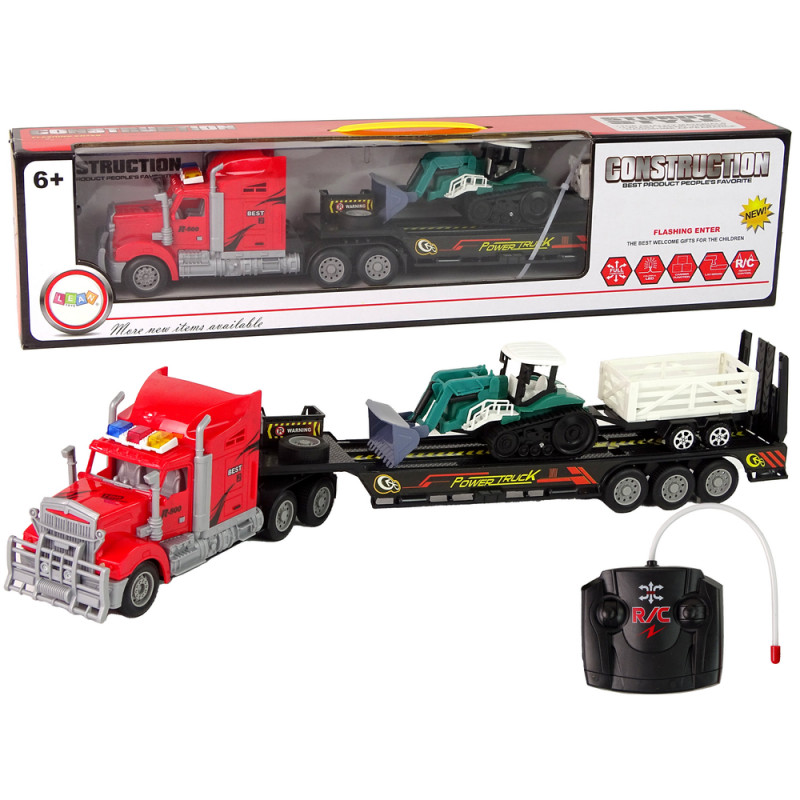 Járműkészlet Red Truck 60 cm + kotró pótkocsival Távirányítható R/C