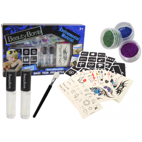 Tattoo Kit Glitter Templates Party