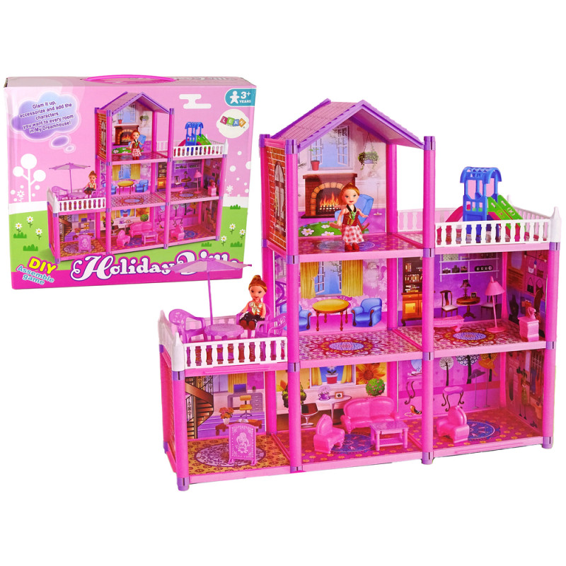 DIY Doll's House Babaház bútorozott 129 elemből, rózsaszín DIY Doll's House Babaház bútorozott 129 elemből, rózsaszín