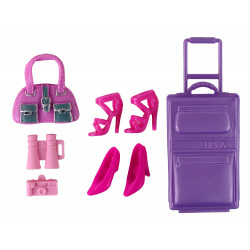 Gyermek baba hosszú hajú bőrönd ruhák