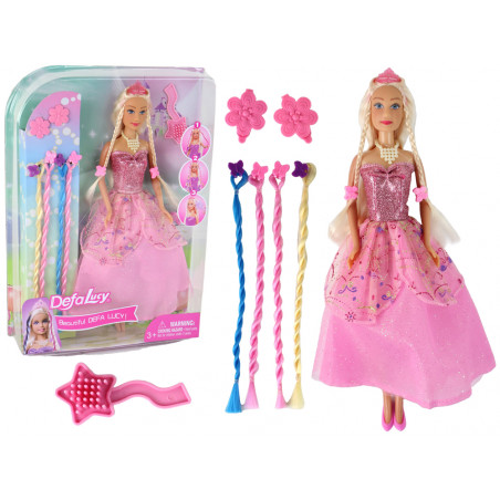 Rózsaszín Lucy Princess baba hajkiegészítők
