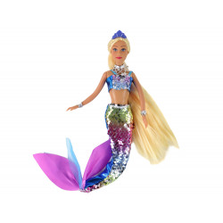 Mermaid Doll Blue Long Szőke haj Mermaid Tail flitterek