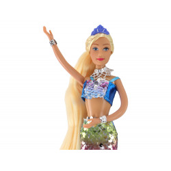 Mermaid Doll Blue Long Szőke haj Mermaid Tail flitterek