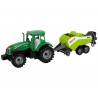 Zöld mezőgazdasági traktor, vetőgép, dörzshajtás