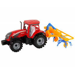 Piros traktor gereblye dörzshajtással
