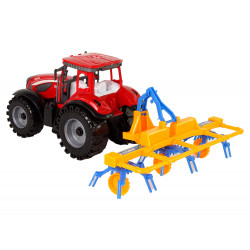 Piros traktor gereblye dörzshajtással