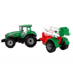 Zöld mezőgazdasági traktor piros és zöld permetező frikatív meghajtással