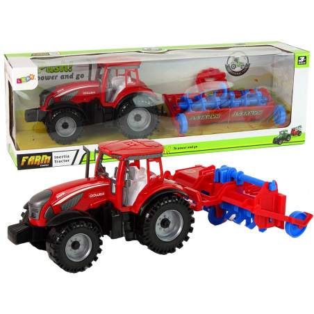 Piros traktor eke súrlódó meghajtással