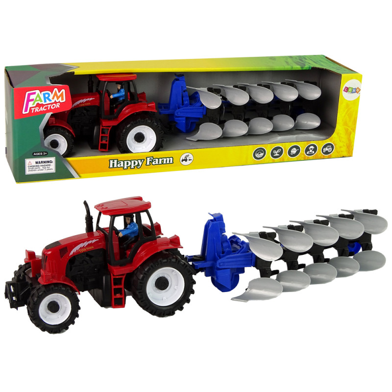 Traktor eke műanyag piros kék Traktor eke műanyag piros kék
