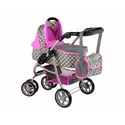 Babababa babakocsi 2 az 1-ben hordozótáska Pink Stars