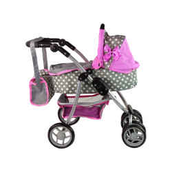 Babababa babakocsi 2 az 1-ben hordozótáska Pink Stars