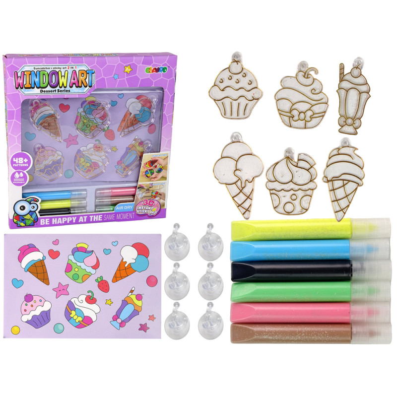 Kreatív készlet ólomüveg ablak olvadó festék fagylalt édességek 3D