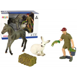 Állati figura készlet Ló Szürke nyúl Farmer