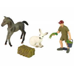 Állati figura készlet Ló Szürke nyúl Farmer