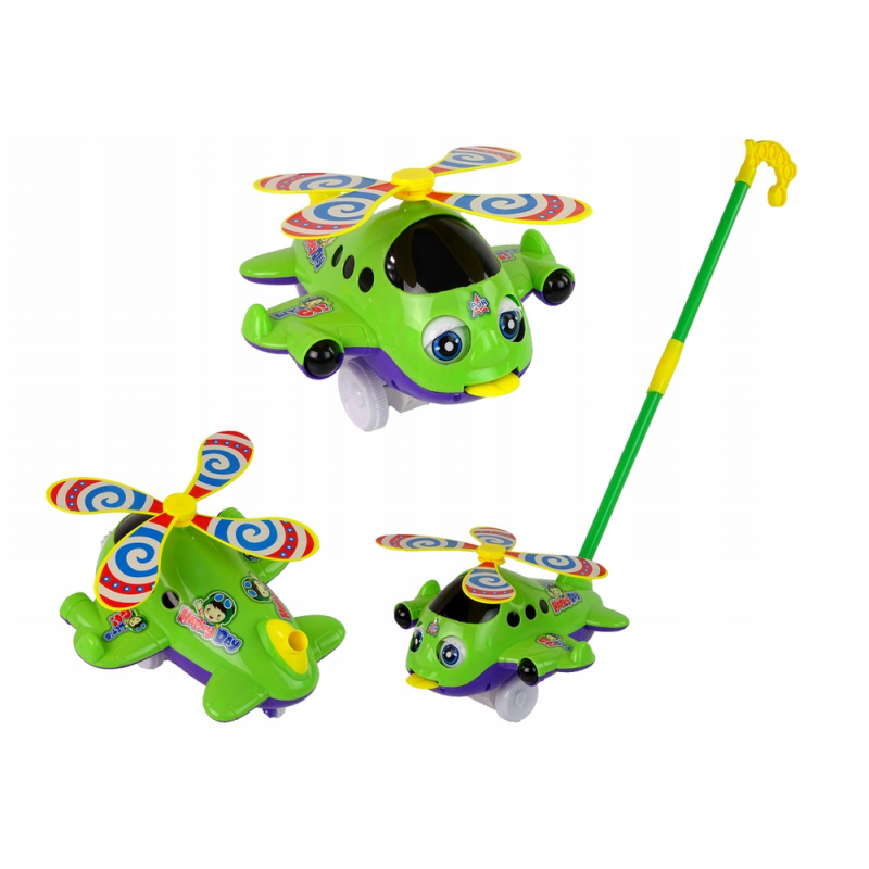 Plane Pusher Long Stick Bell Green Plane Pusher Long Stick Bell Green
