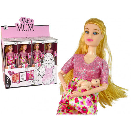 Baby Doll terhes rózsaszín ruha virágok