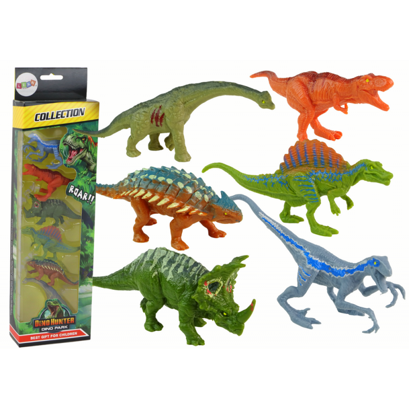 Különböző típusú dinoszauruszfigurák készlete, 6 darab