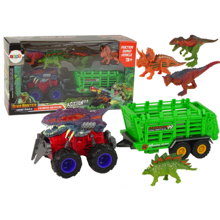 Jármű dinoszaurusz témájú előzetessel 4 dinoszaurusz darab