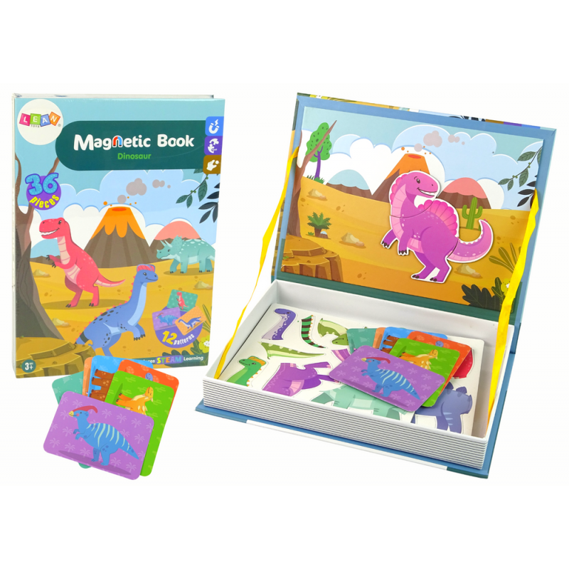 Mágneses könyv dinoszauruszok 36 elem