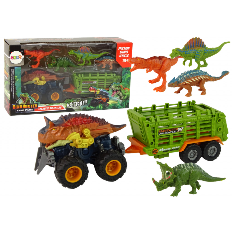 Jármű dinoszaurusz témájú előzetessel 4 dinoszaurusz darab