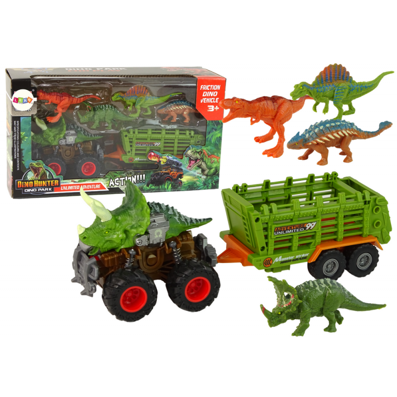 Jármű dinoszaurusz témájú előzetessel 4 dinoszaurusz darab