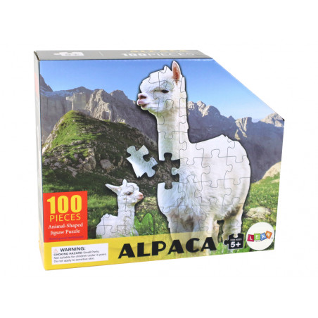 Puzzle 100 Pieces White Alpaca Animals téma