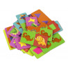 Logikai játék Kétoldalas puzzle Dominó dinoszauruszok 10cm x 5cm 28 db.