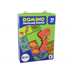 Logikai játék Kétoldalas puzzle Dominó dinoszauruszok 10cm x 5cm 28 db.