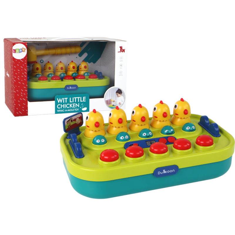 Arcade játék Whac-a-Mole Chickens Hammer Lights Hangok Elemről működik