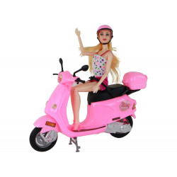 Baba készlet egy rózsaszín robogón mozgatható elemekkel