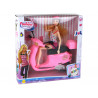 Baba készlet egy rózsaszín robogón mozgatható elemekkel