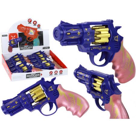 Kék és rózsaszín revolver fegyver Fényhangok