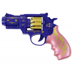 Kék és rózsaszín revolver fegyver Fényhangok