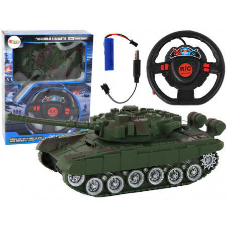 R/C Tank Távirányítós Fények Hangzás zöld 1:18 27MHz