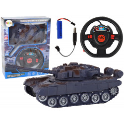 R/C Tank távirányítós fények hangzás sötétkék 1:18 27MHz