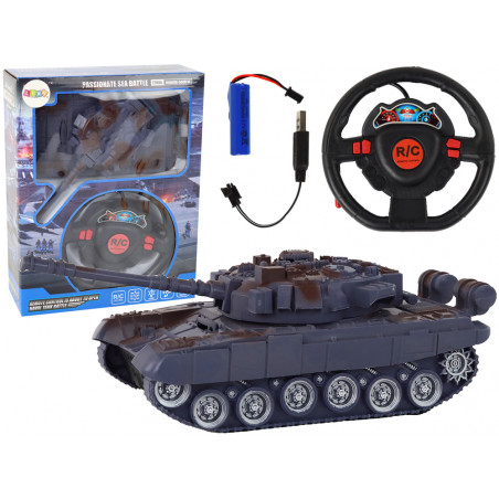 R/C Tank távirányítós fények hangzás sötétkék 1:18 27MHz