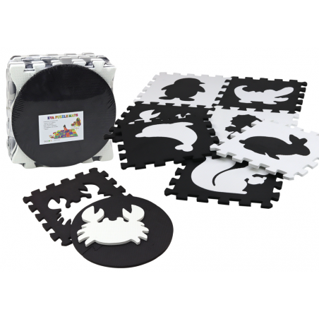 Puha puzzle matrac kontrasztos oktatási EVA hab fekete-fehér 19 db.