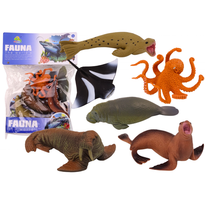 Tengeri állatfigurák készlete Walrus Seal Octopus 6db