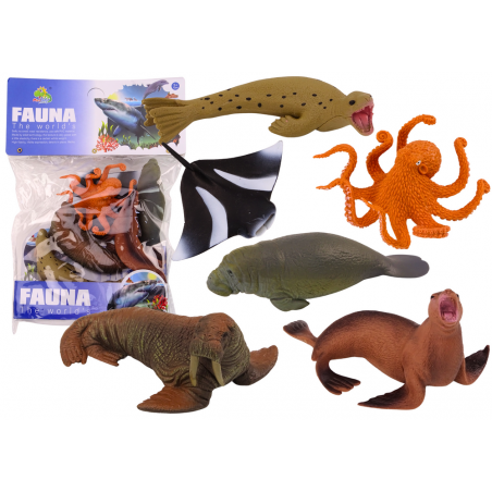 Tengeri állatfigurák készlete Walrus Seal Octopus 6db