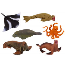 Tengeri állatfigurák készlete Walrus Seal Octopus 6db