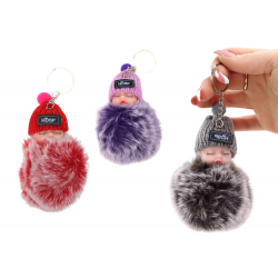Pompom Doll kulcstartó medál kulcsokhoz, kézitáskákhoz, vegyes színekhez