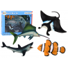 Tengeri Állatfigurák készlet Cápa delfin Stingray 5 db