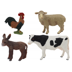 Állítsa be a figurák vidéki állatok farm 4 darab tehén kakas szamár juh