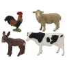 Állítsa be a figurák vidéki állatok farm 4 darab tehén kakas szamár juh