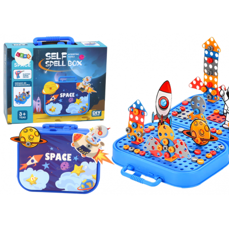 Bőrönd készlet DIY Puzzle Blocks Space csavarhúzó 228 darab.